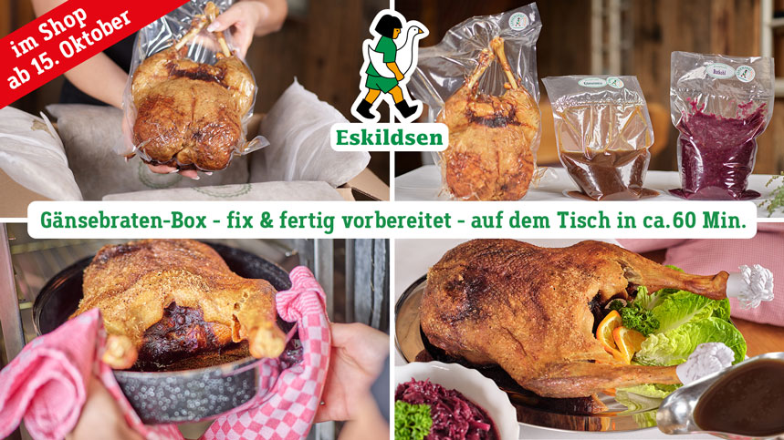 Die Gänsebraten-Box im Lecker-Shop online bestellen. Knuspriger Gänsebraten fix & fertig in 60 Minuten ab 15. Oktober bestellen