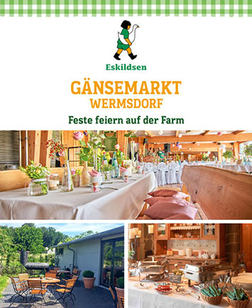 Feste feiern auf der Gänsefarm Gänsemarkt Wermsdorf grünes Karomuster auf weißem Hintergrund