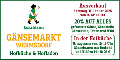 Gänsemarkt Wermsdorf Ausverkauf am 11. Januar 2025, die Hofküche ist geöffnet