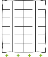 Zeichnung einer Steppung für eine Rasterdecke 4x6. Dieses Bett ist in 24 gleich große Kassetten eingeteilt und mit 5cm hohen Innenstegen versehen. Die Kassetten verhindern das Verrutschen der Daunen und sichern eine gleichmäßige Wärmeverteilung ohne Kältezonen.